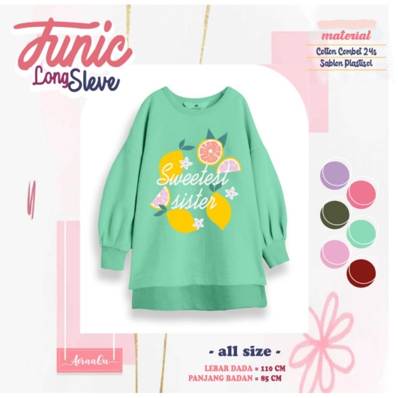 Tunic LongSleve By Aeraaqu kaos tunik junior sampai dewasa