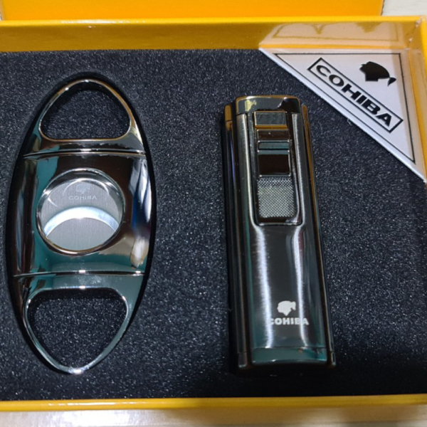 Dijual Lighter Torch Jetflame Cigar - Korek Cutter Cerutu Cohiba T6 Hitam Murah