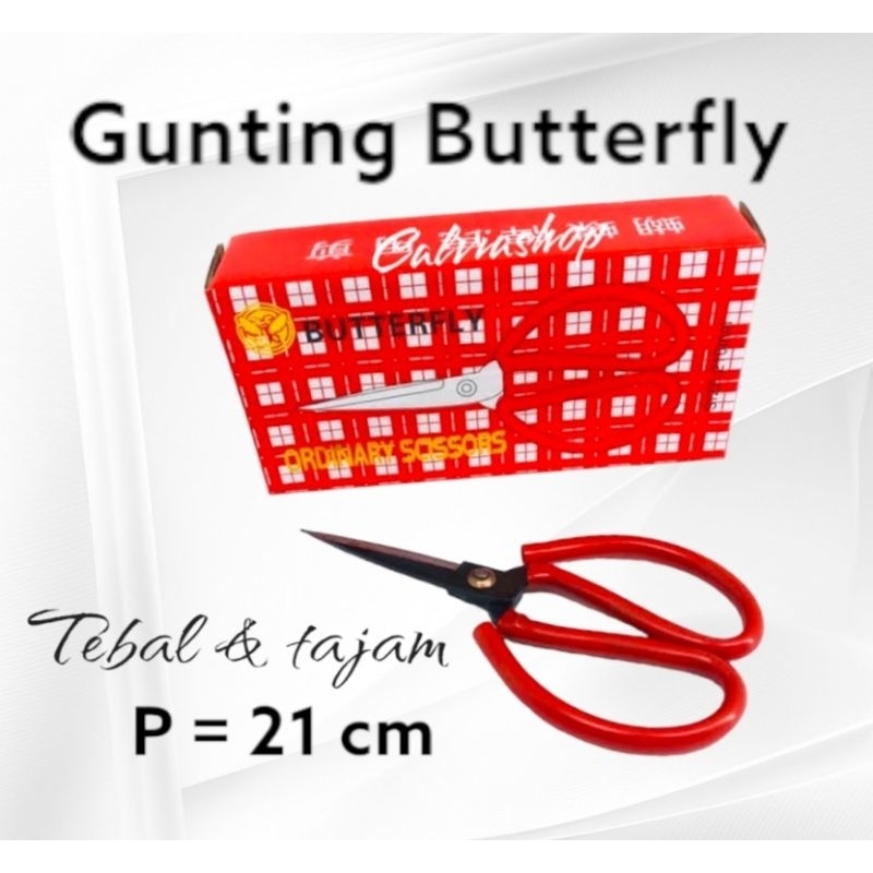 

gunting kain butterfly merah 21 cm