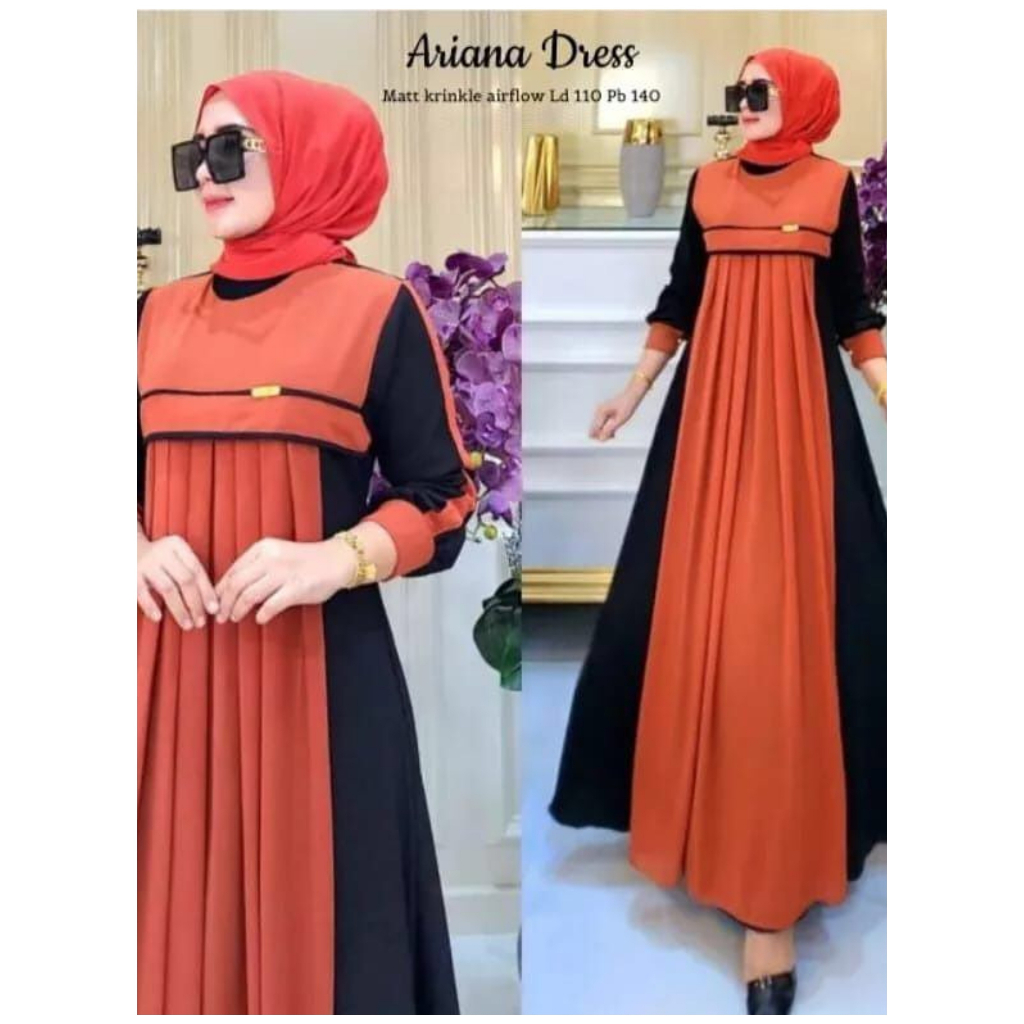 Ariana dress kondangan gamis simple elegan maxi dres muslimah gaun pesta wanita muslim