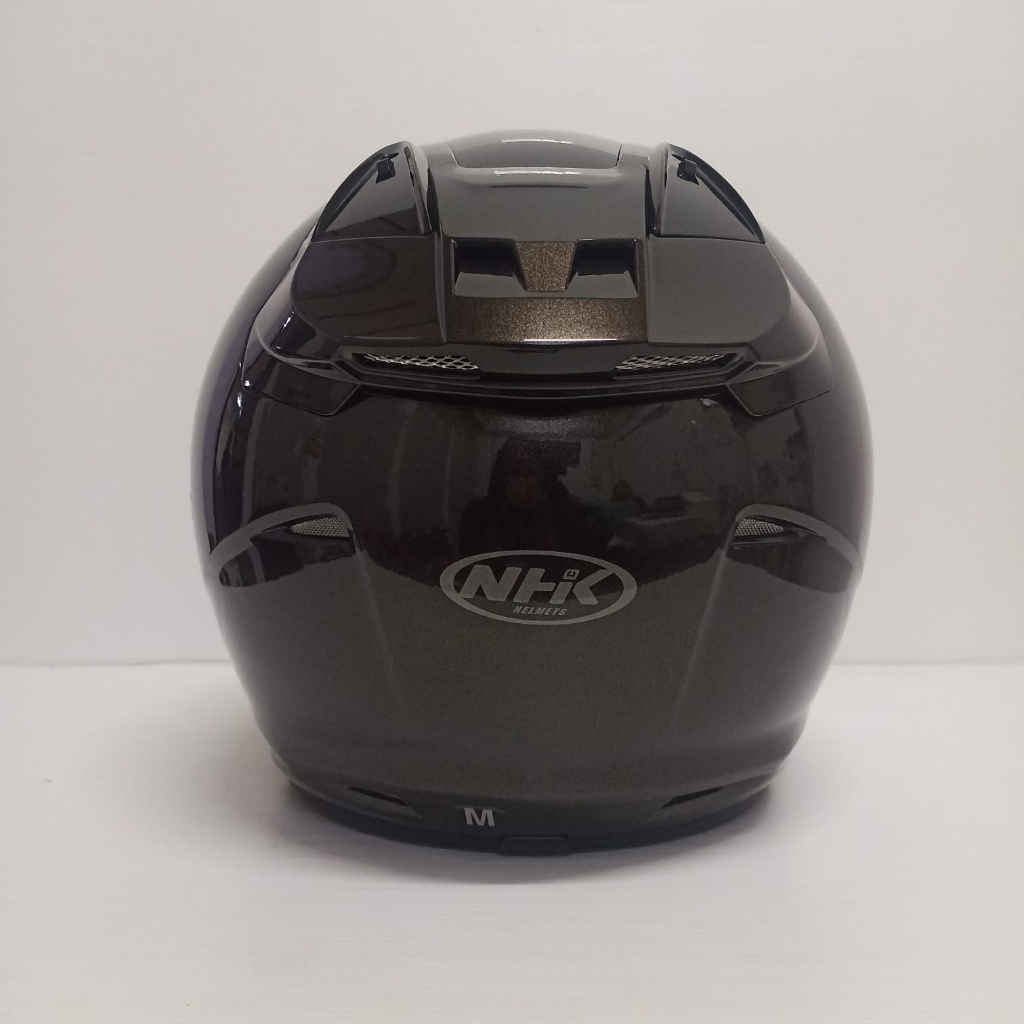 NHK R1 SOLID SINGLE VISOR GUNMETAL HELM OPEN FACE VISOR LIGHT SMOKE