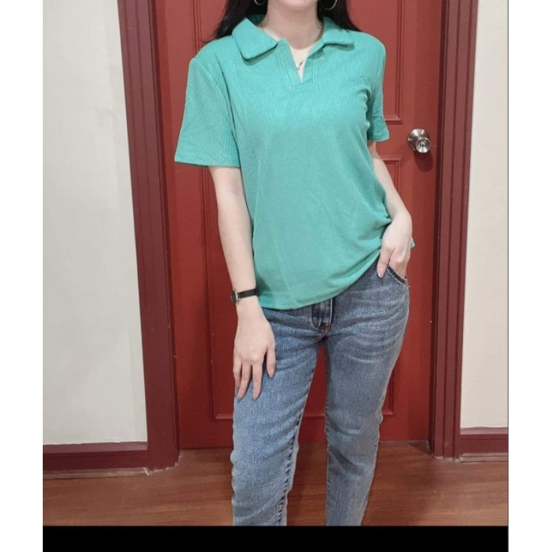 Top/Kaos kerah wanita import Bangkok La dress bahan katun premium