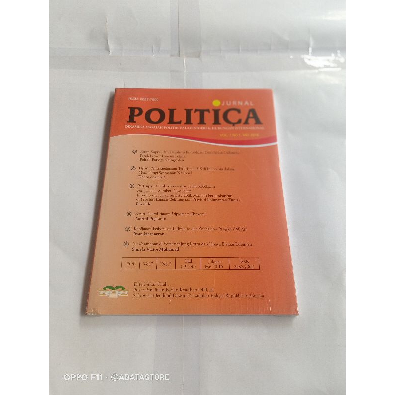 BUKU JURNAL POLITICA VOL 7 NO 1 MEI 2016