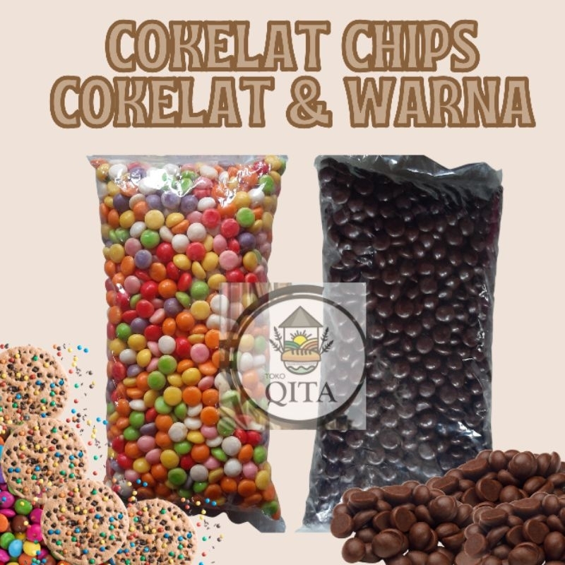 

Cokelat chips, choco chips, cokelat dan warna hiasan topping kue 250 gram