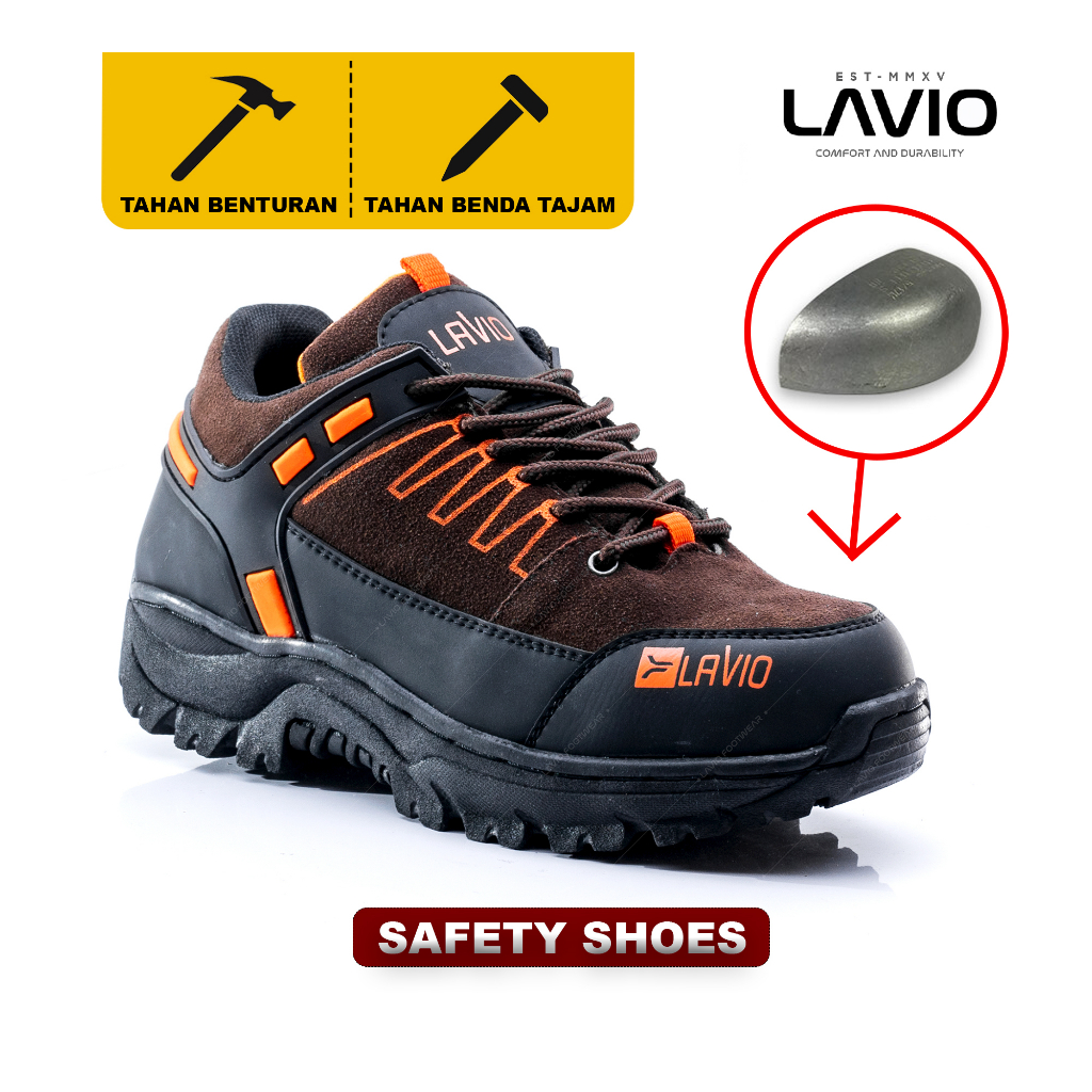 Sepatu Safety Proyek Gunung Hiking Touring Lavio Leacher Outdoor Ujung Besi Pria Terlaris