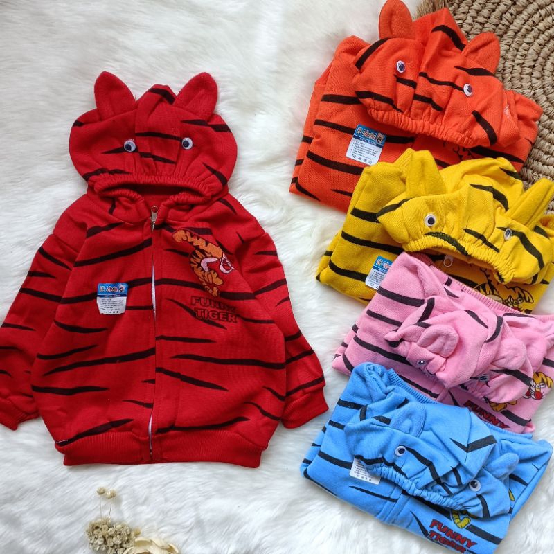 Jaket bayi murah motif tiger 0-12 bulan