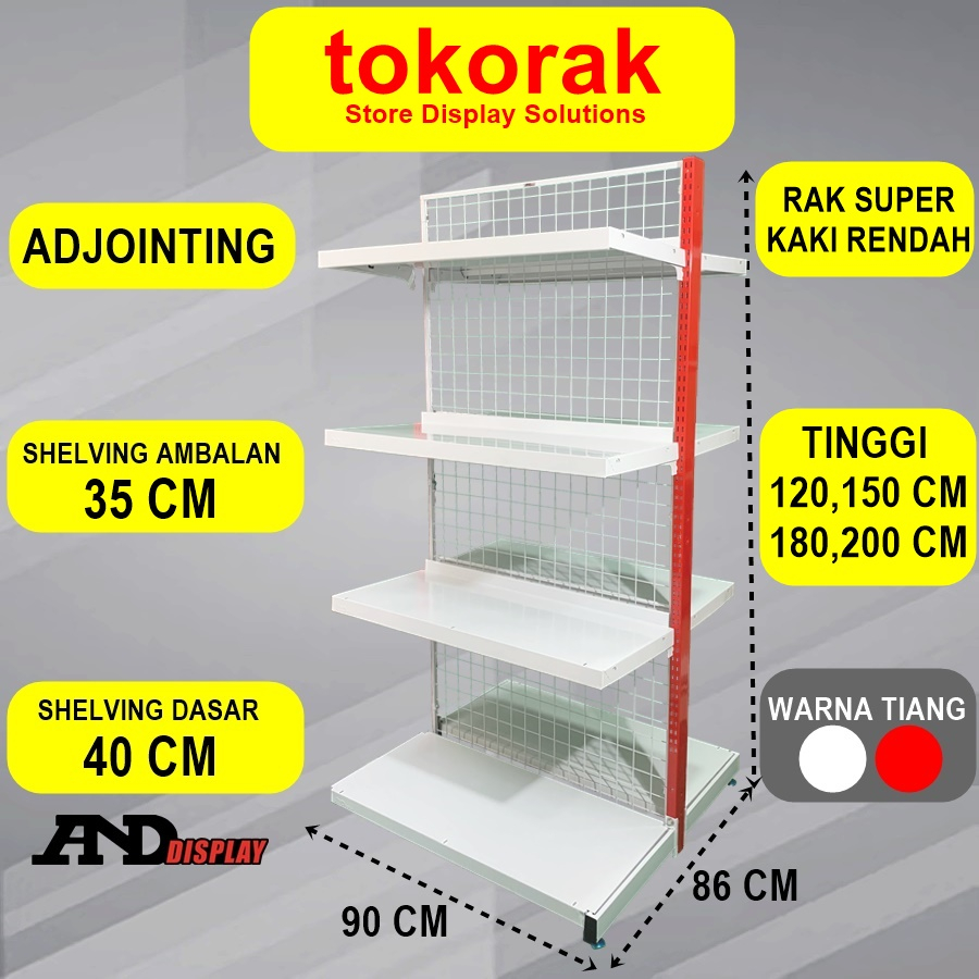 RAK MINIMARKET SUPERMARKET DOUBLE ADJOINTING SUPER KR 35 CM RAK GONDOLA ISLAND ANDDISPLAY