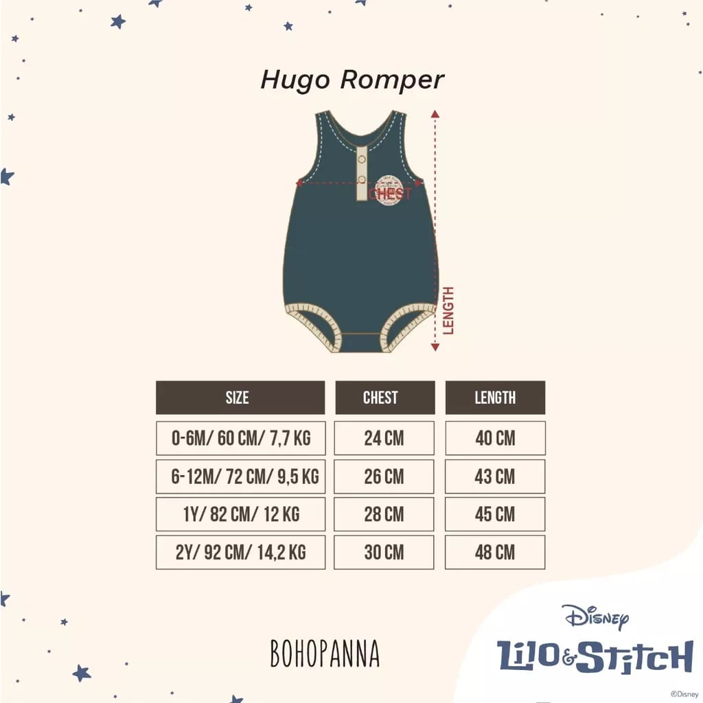 bohopanna - Hugo Romper Chip &amp; Dale jumper bayi new born - 2 Tahun