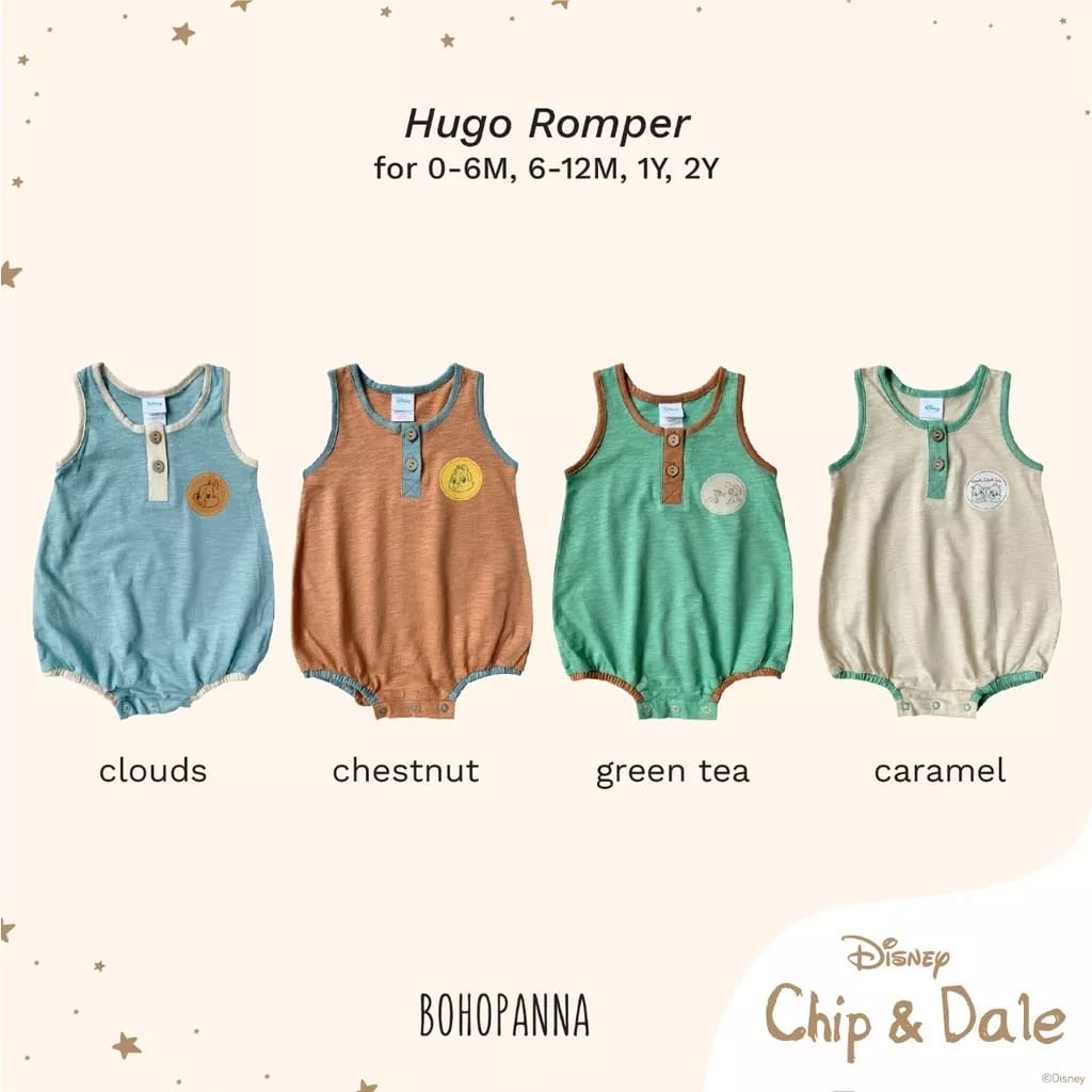 bohopanna - Hugo Romper Chip &amp; Dale jumper bayi new born - 2 Tahun