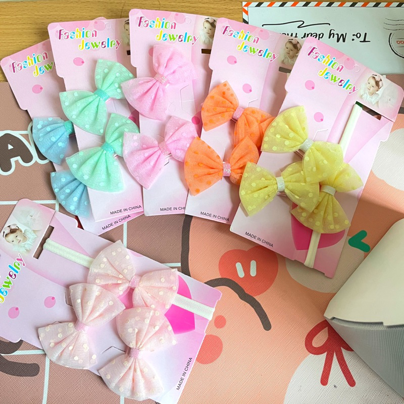 Set Bandana Bayi / Headband Anak Premium Import Motif Korean