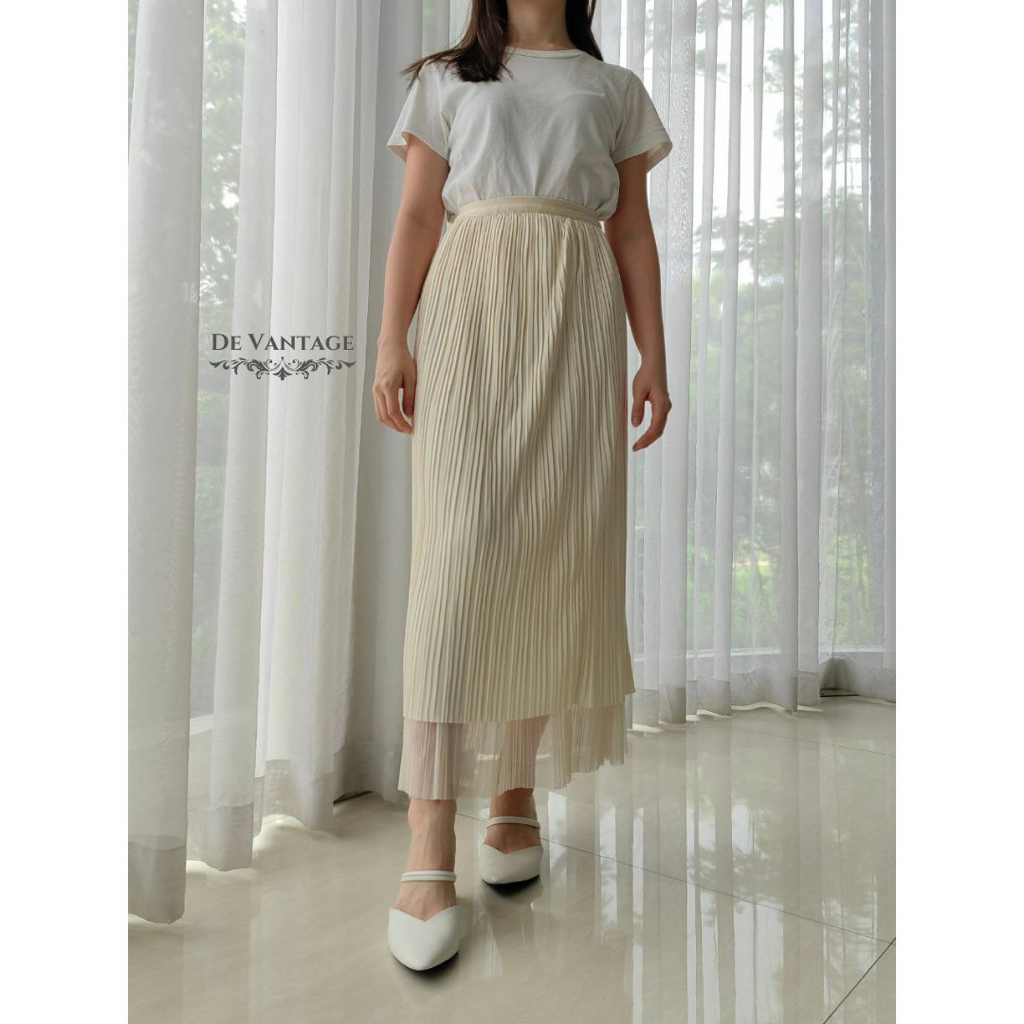 Rok Bolak Balik Plisket / Rok Maxi Polos / Reversible Plain Pleated Skirt