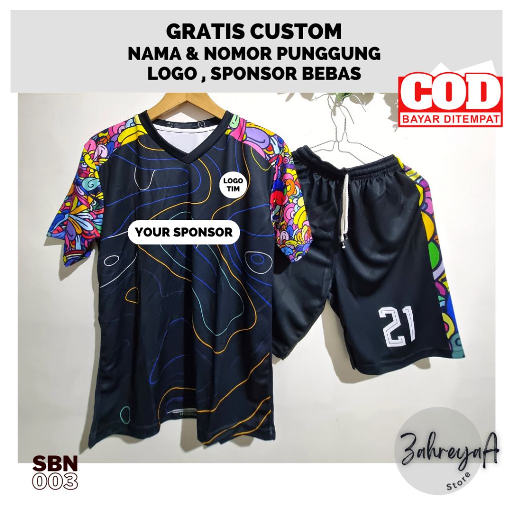 [COD] BAJU BOLA FUTSAL DOODLE ART GRATIS TAMBAH NAMA NOMOR PUNGGUNG JERSEY PRINTING JERSEY FULL PRIN
