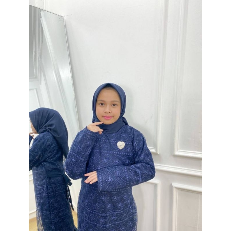 PB Prilly Busana - ALINDA ANAK DRESS DUYUNG TILE BORDIR MIX CERUTY MALAYSIA - GAMIS COUPLE IBU ANAK - GAUN SERAGAM MOMS KIDS - GAUN ANAK - GAUN ANAK PESTA