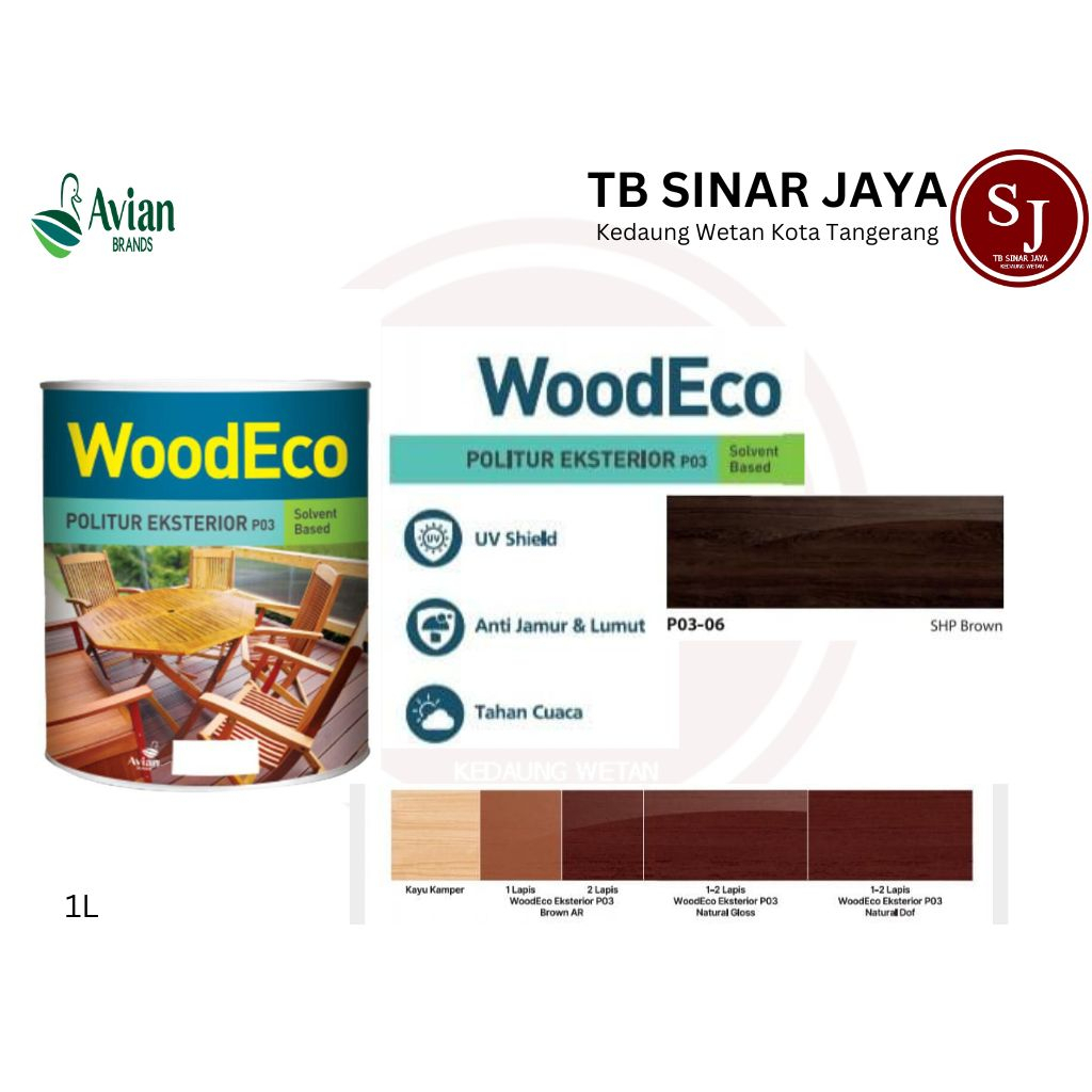 WOODECO / WOOD ECO POLITUR EKSTERIOR VERNIS PERNIS KAYU 1L P03 - 06 DARK BROWN