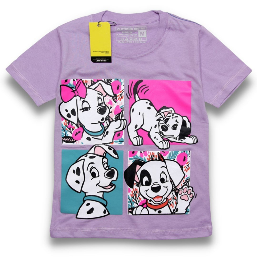 Baju Distro Anak Perempuan Premium Oblong Distro Grosir Ecer Cowo Superhero Distro Perempuan Superzie DOG GREET UNGU RGKIDS