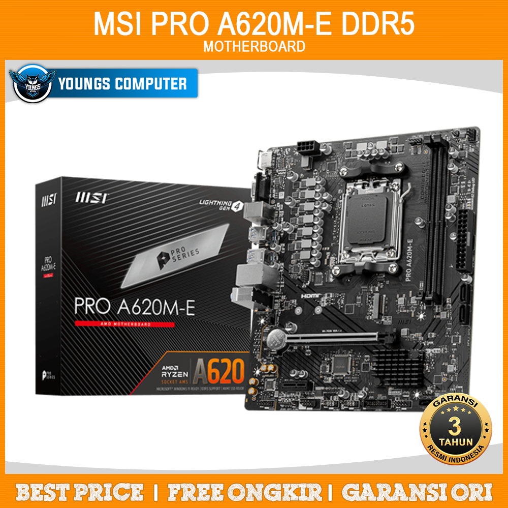 MSI PRO A620M-E DDR5 | MOTHERBOARD AMD RYZEN A620 AM5 mATX