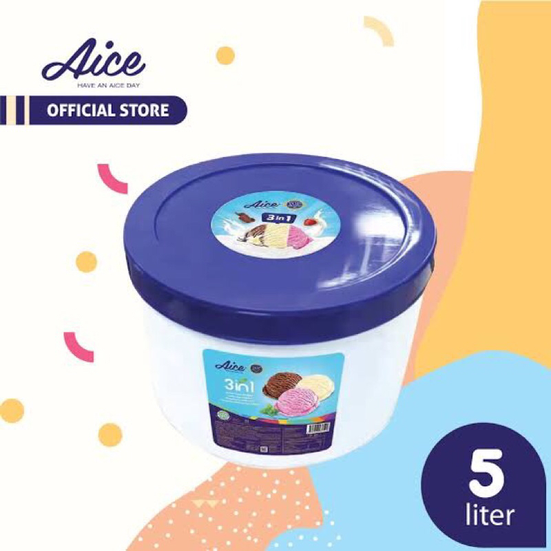 Aice Ice Cream Bucket 3in1 5 Liter / Es Krim Aice Buket 3 in 1 5liter