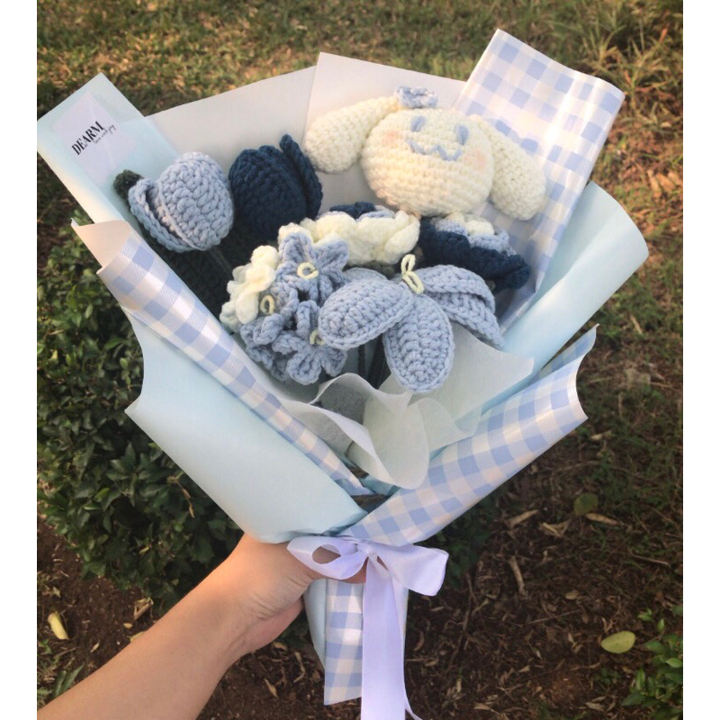 DEARM - Cinnamoroll Crochet Bouquet Flower | Sanrio Bouquet Flower | Crochet Bouquet Flower
