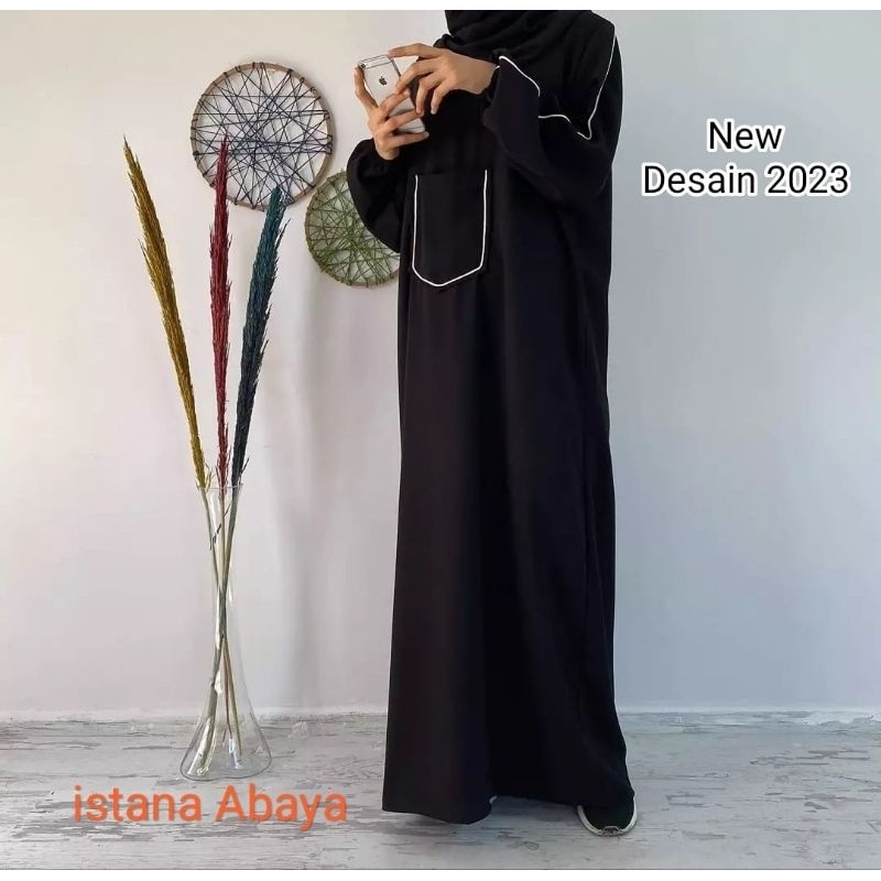 New Abaya List pth mewah dg saku tengah kekinian utk HP dan tgn wudhu friendly