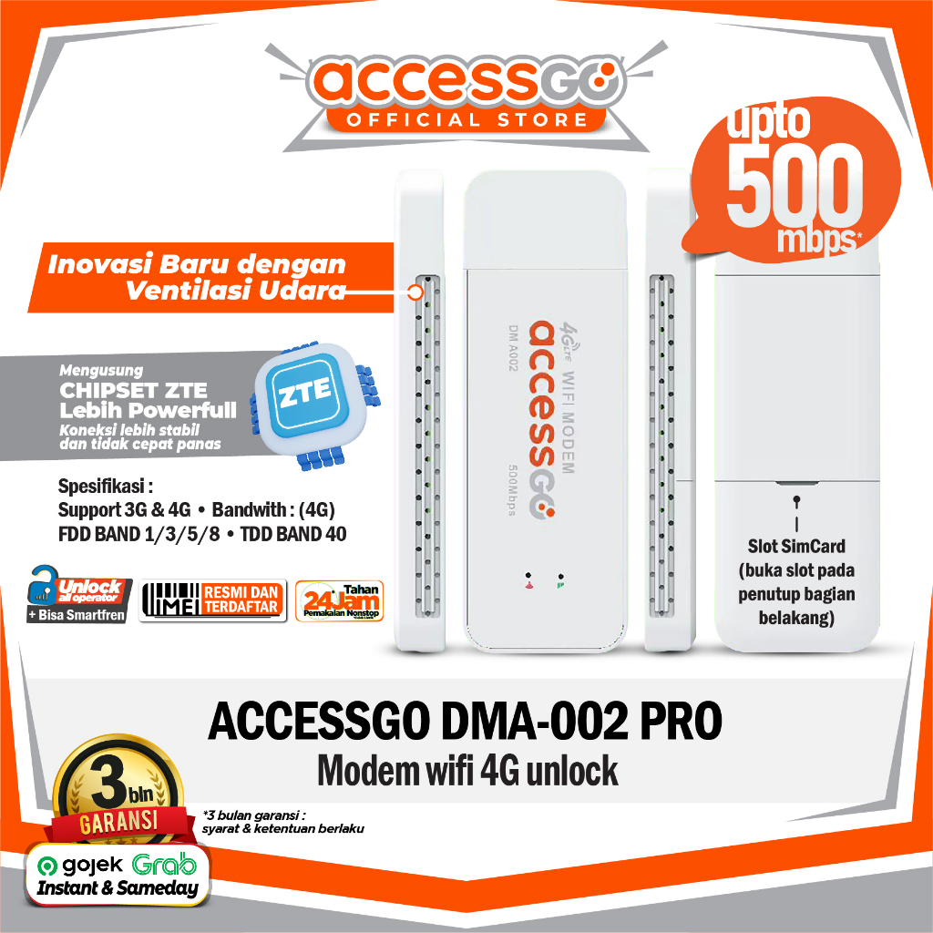 Modem Wifi Router Wifi Stick USB 4G LTE DMA-002 PRO ZTE Chipset (UNLOCK ALL OPERATOR) GARANSI RESMI