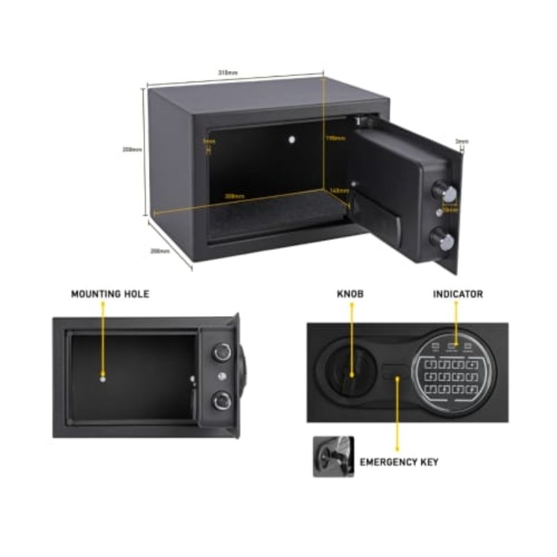 Krisbow Brankas 20ET-1/2 - Hitam / Brankas Uang Digital Safe Box / Brankas Mini