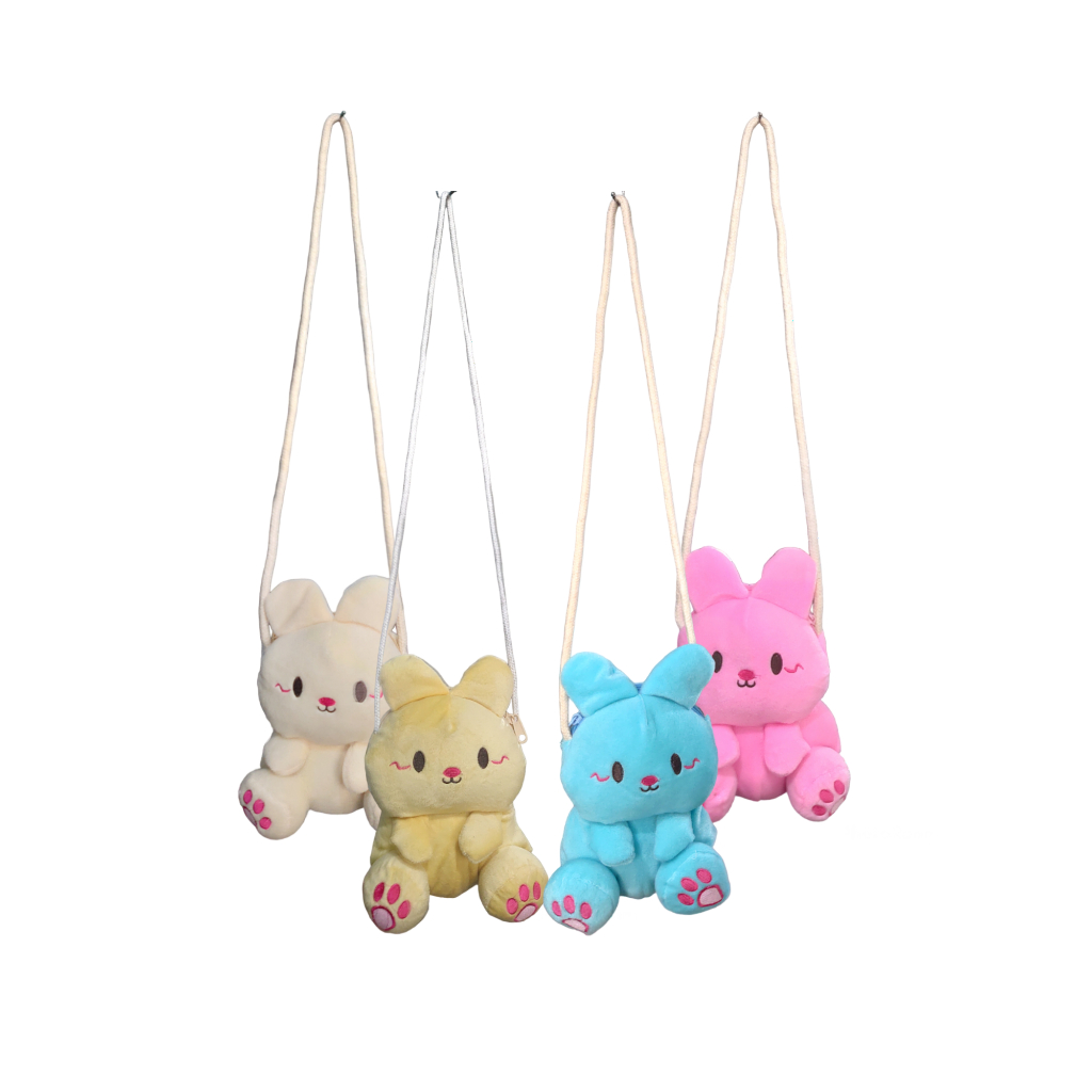 Aqq_Tas Selempang boneka karakter/bulu gemas/Kelinci/Marmot/Tas selempang