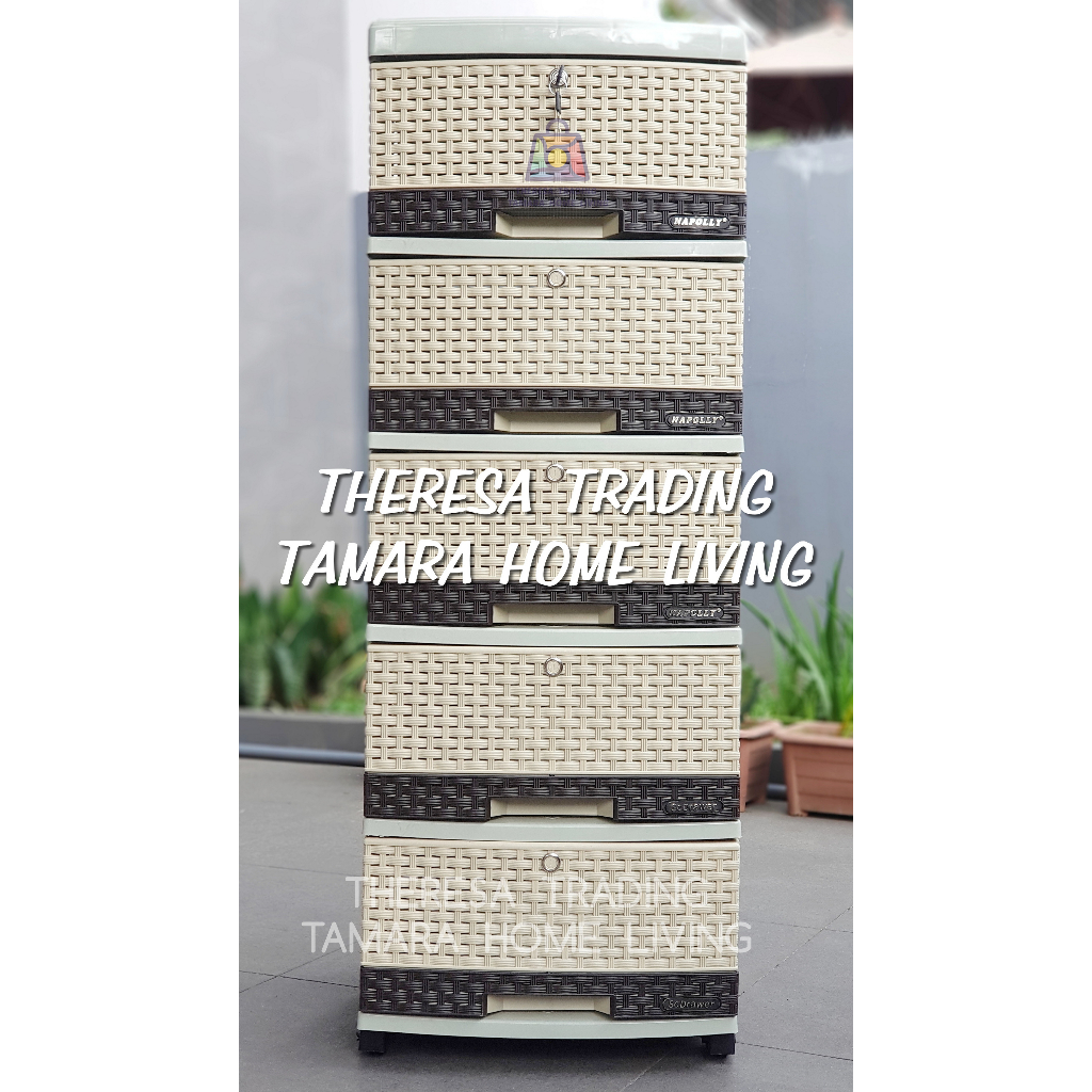 LEMARI PLASTIK NAPOLLY SCD 5 SUSUN 5 + RODA + KUNCI LACI