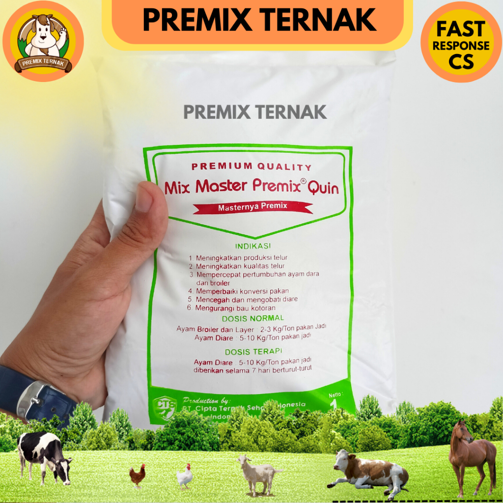 MIX MASTER QUIN 1 KG - Premix Lengkap (Olaquindox) Pemacu Pertumbuhan dan Penambah Berat Badan Hewan - Like Vitanox