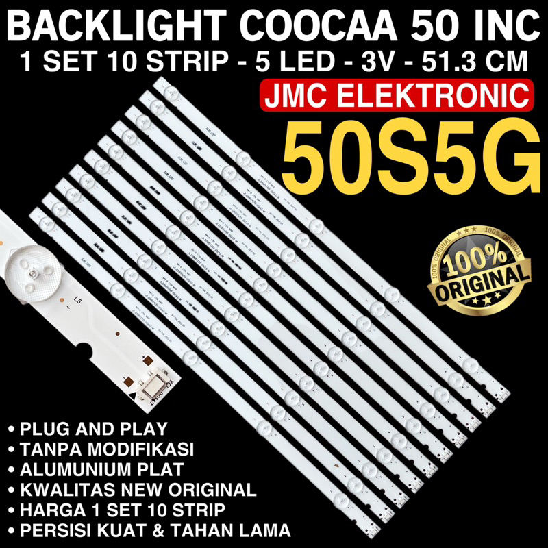 BACKLIGHT TV COOCAA 50 INC 50S5G JL.D50051235-202AS-M LAMPU BL KOKA 50 INCH 50S5G 5 LED