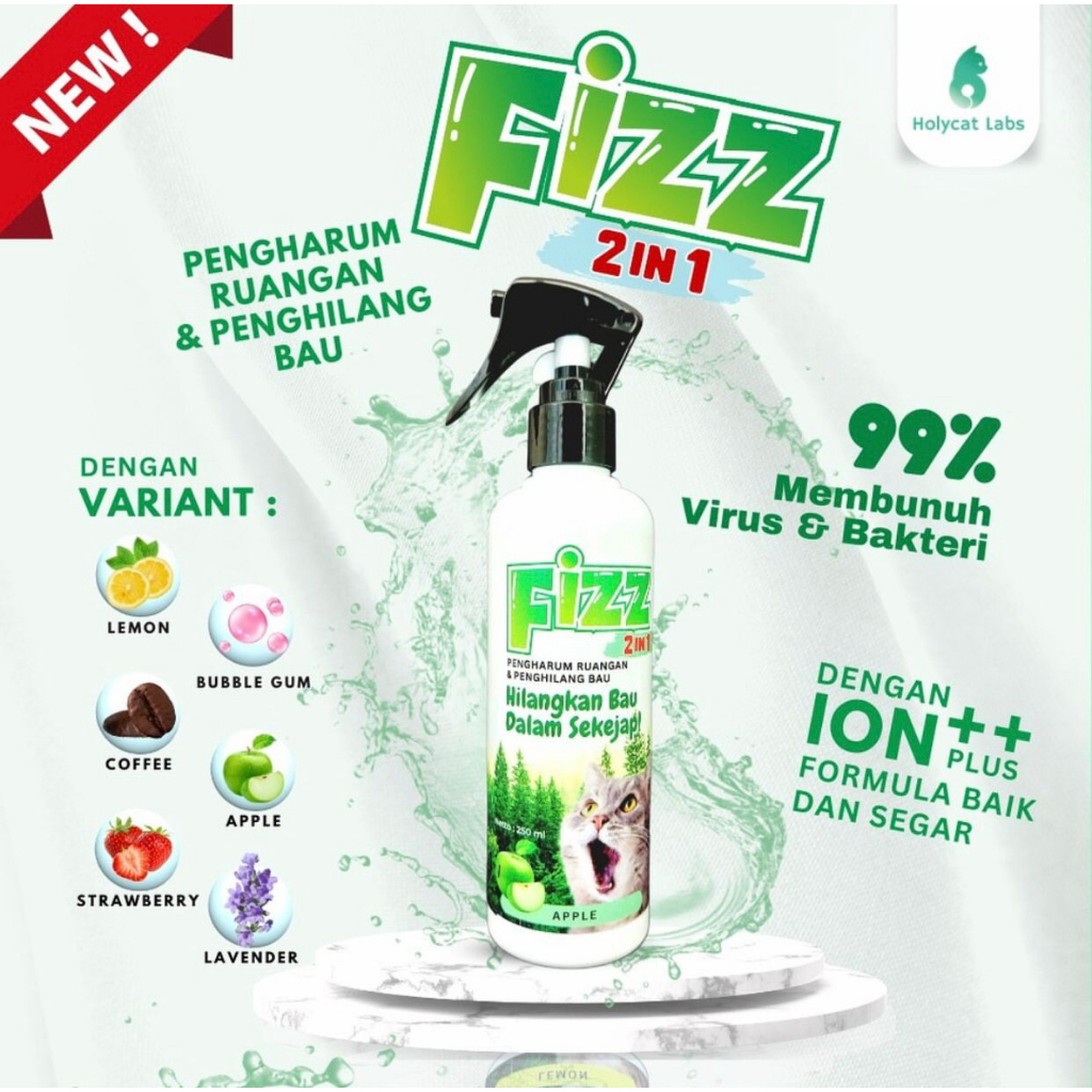 Fizz pengilang bau kotoran kucing dan pengharum ruangan 2 in 1 fizz 250 ml