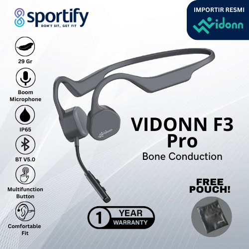Vidonn F3 Open Ear Bluetooth 5.0 Bone Conduction Headphones - Merah