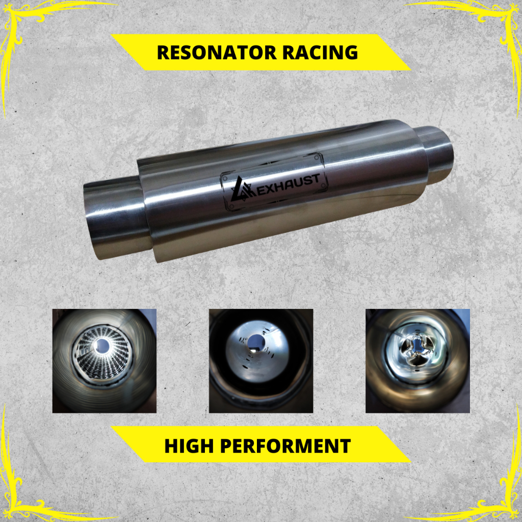 Resonator Knalpot racing mobil full stainless steel >tabung peredam knalpot mobil type racing