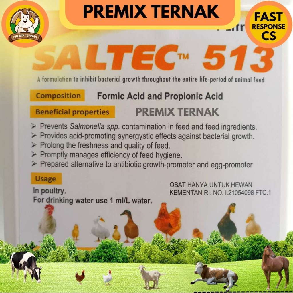 SALTEC 513 1 liter - Acidifier Cair (asam propionat asam format) untuk Ayam unggas - PEANGGANTI AGP