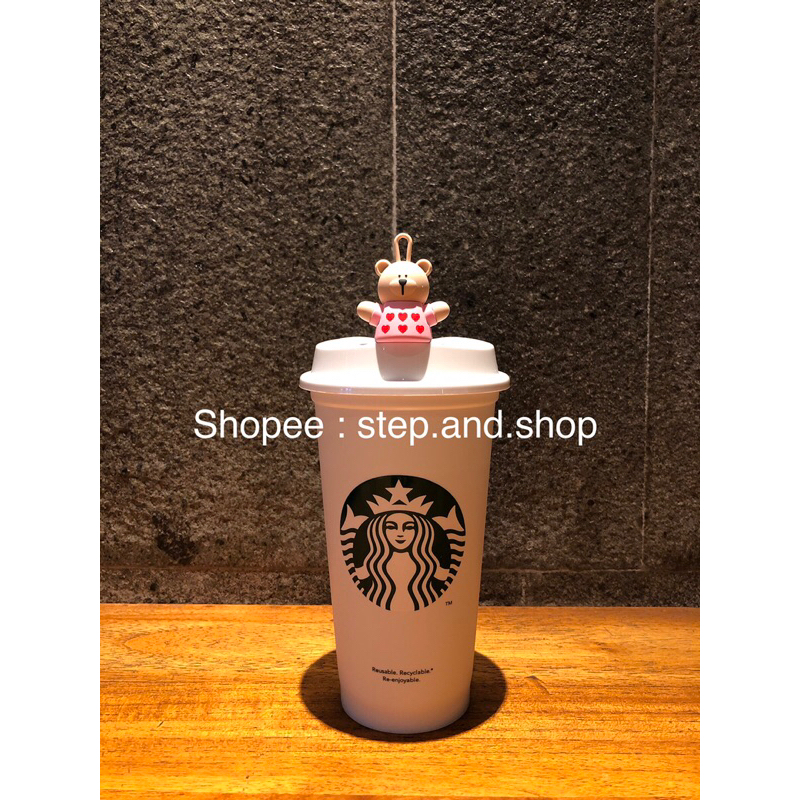 Starbucks Reusable Cup and Stopper Bearista Girl Valentine 2022 Limited Edition