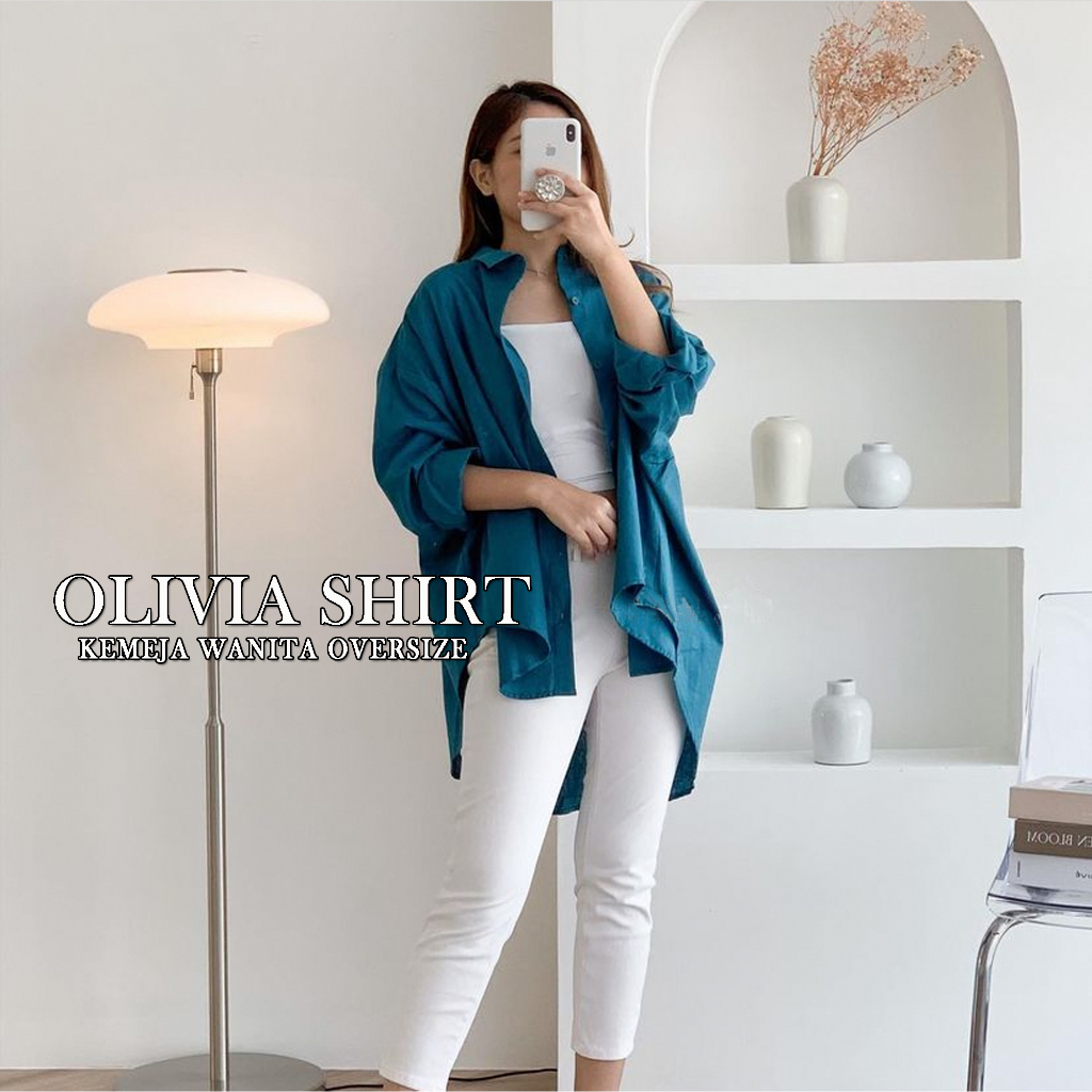 KEMEJA OLIVIA KEMEJA LINEN OVERSIZE LD 120 BAHAN LINEN PREMIUM