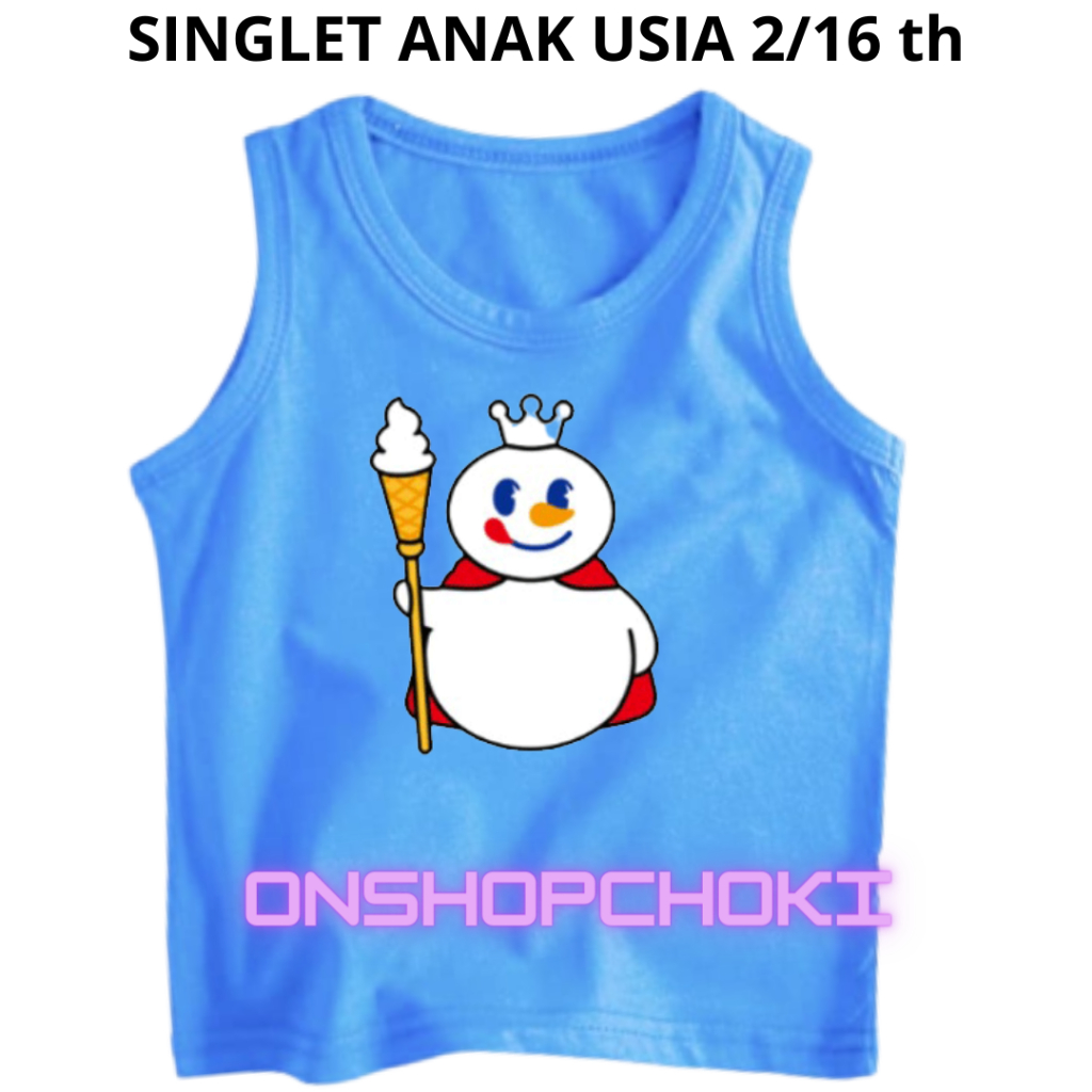 Singlet Anak Unisex Ideal Gambar MIXUE Usia 2-16th Singlet Anak Anak Pakaian Anak Laki Laki Perempuan