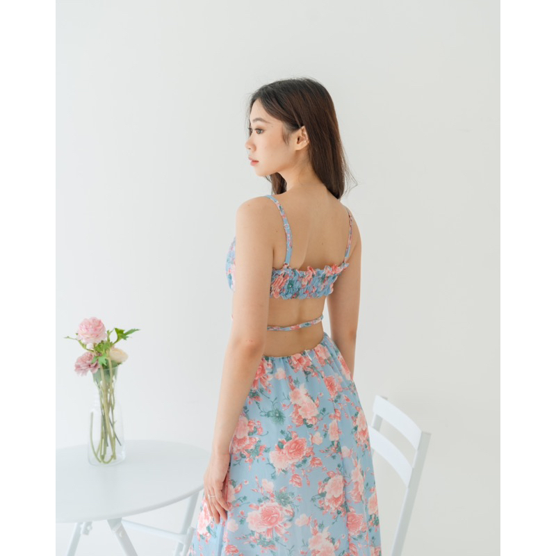 [ Keyclothingline ] Coral Dress / Long Floral Dress