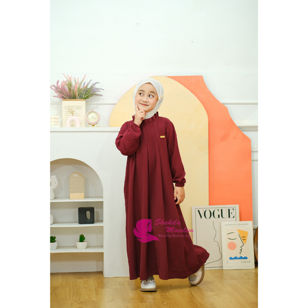 GAMIS ANAK CRINKLE &quot;MARYAM&quot; SERIES 2-12 TH JUNIOR (+SAKU) / GAMIS ANAK POLOS JUNIOR Marwah Gamis Anak Perempuan Remaja Kerah Remple Crincle Airflow Usia 4 - 11th Baju Gamis Anak Zulfa Longdress Crinkle Airflow Usia 3-12 Tahun