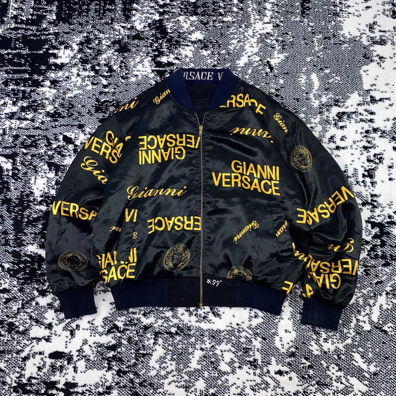 VERSACE GIANNI VINTAGE SILK BOMBER REVERSIBLE MEDUSA HEAD JACKET