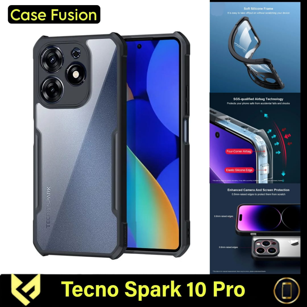 Case TECNO SPARK 10 PRO Case Fusion Shockproof transparan / Case liquid / Case Clear / Case Black Matte Protect Camera