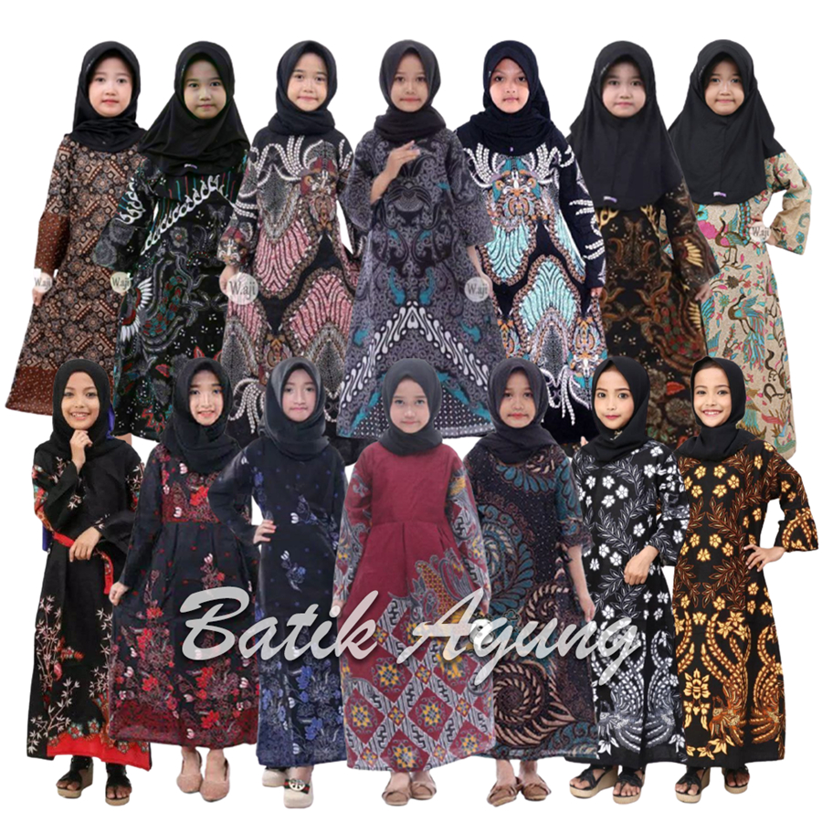 Baju Batik Anak Kekinian Usia 3-11 Tahun Modern  / Gamis Dress Batik Anak Perempuan Muslim Premium