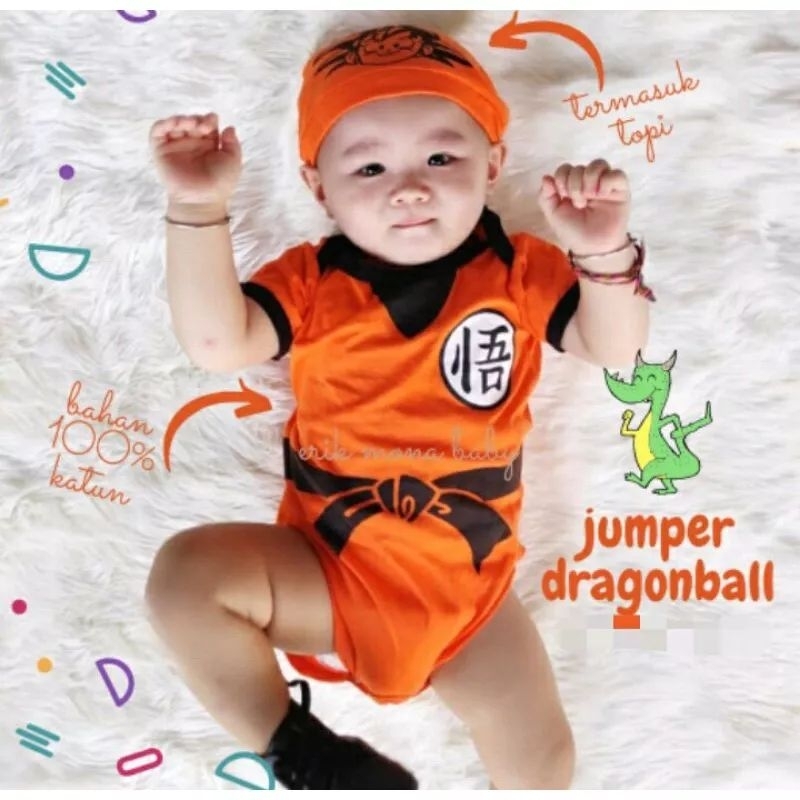 Baju bayi dragon ball goku jumper bayi jumpsuit baju anak karakter