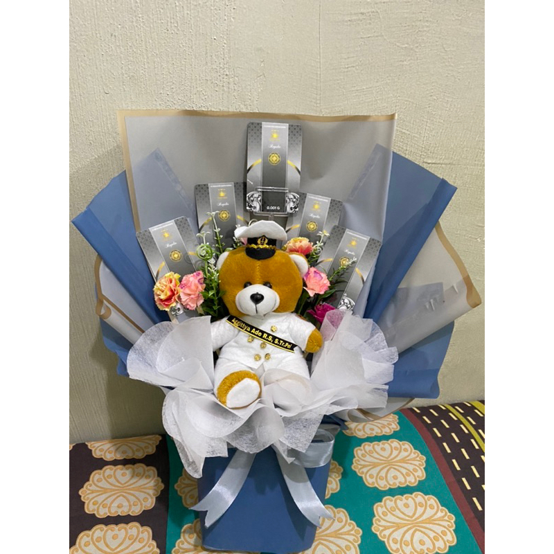 Bouquet Boneka Profesi pelayaran || dengan boneka || emas mini || tercantik dan termurah