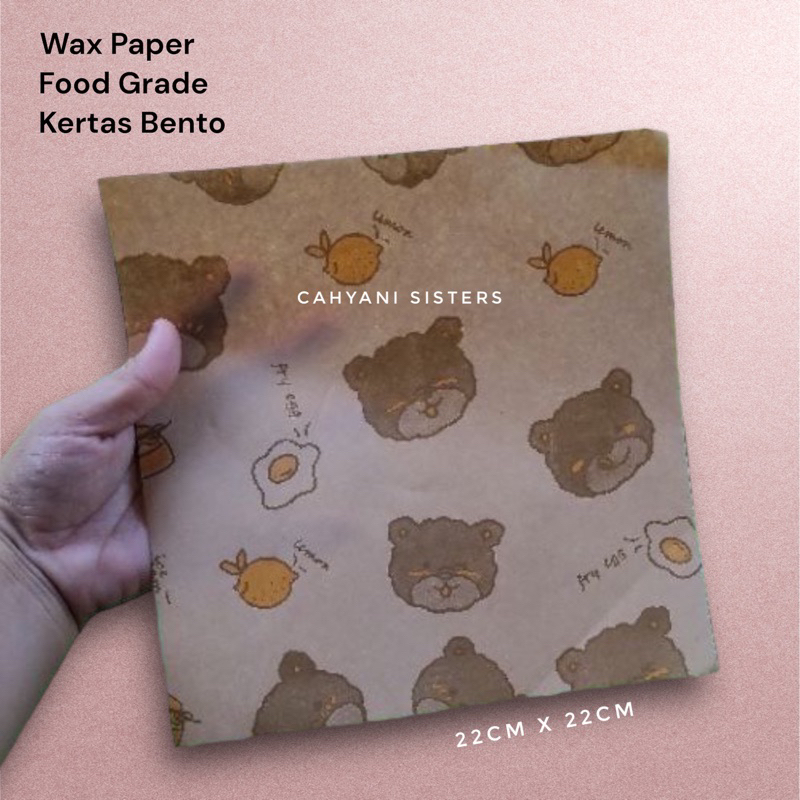 

Wax Paper Food Grade / Kertas Bento / Kertas Bekal Motif Bear 10pcs 22cm