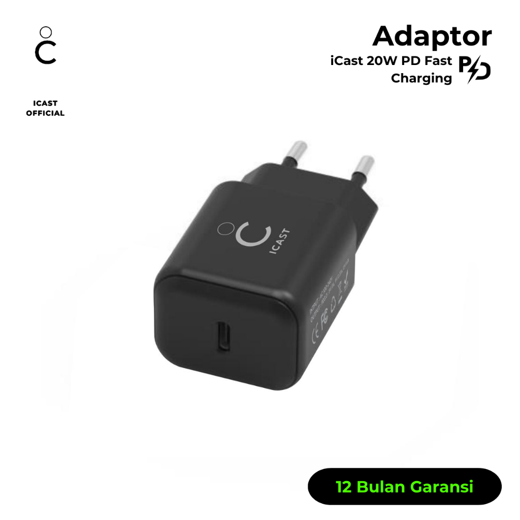 Adaptor 20W USB C for iPhone iCast Wall Charger Fast Charging