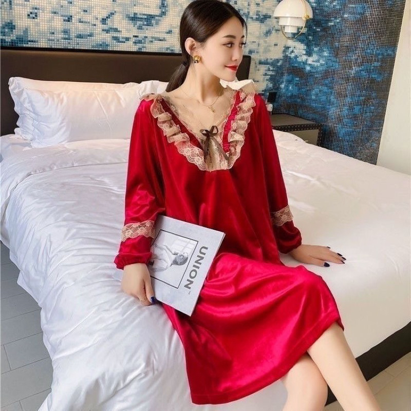 Piyama Daster Baju Tidur Wanita Bludru PI1688