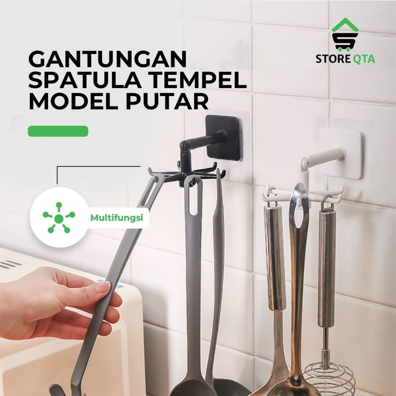 Gantungan hook dapur spatula alat dapur tempel dinding putar