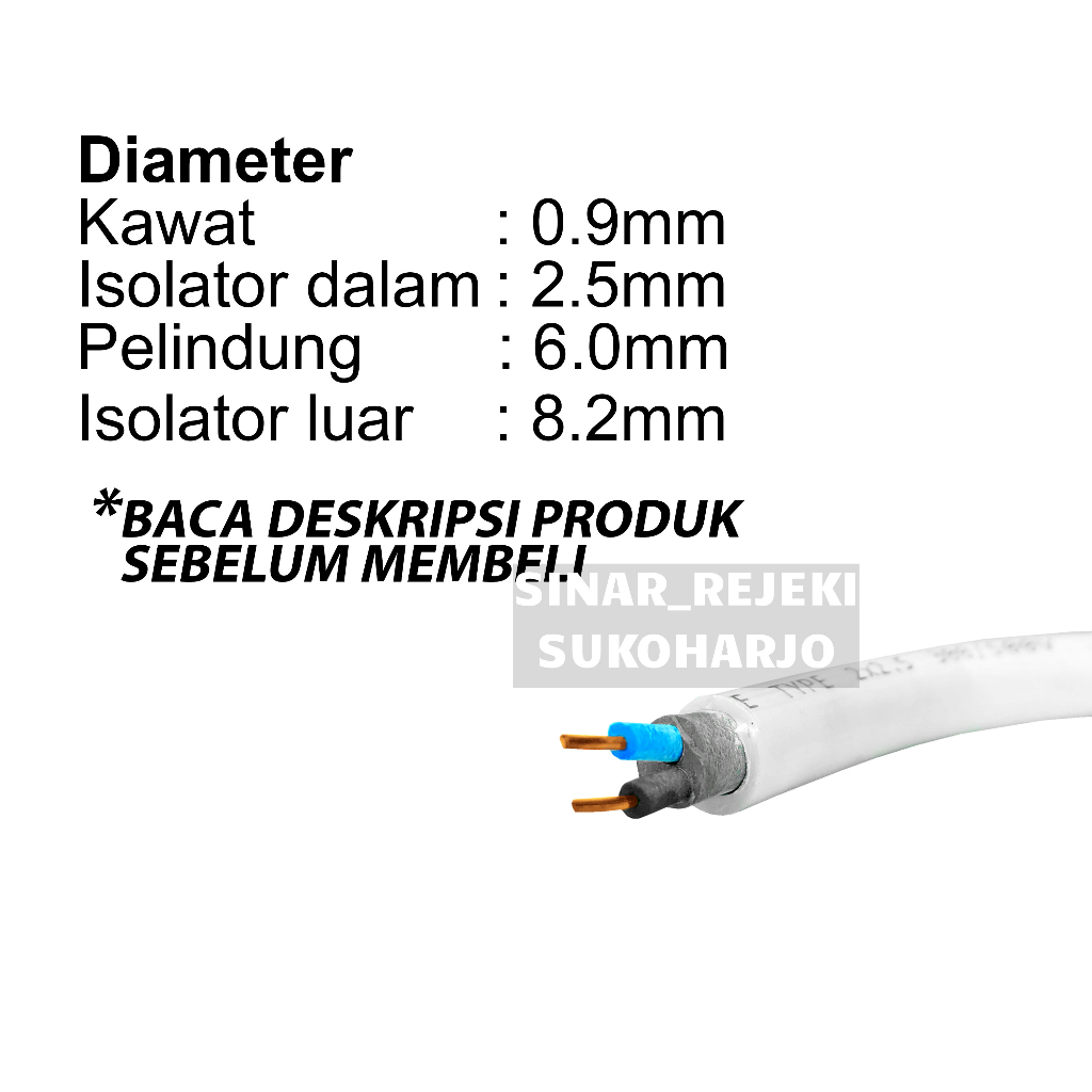 Kabel Listrik NYM 2X2.5 40 YARD FULL Kabel NYM Polos 2X2,5 2 X 2,5 ROLL