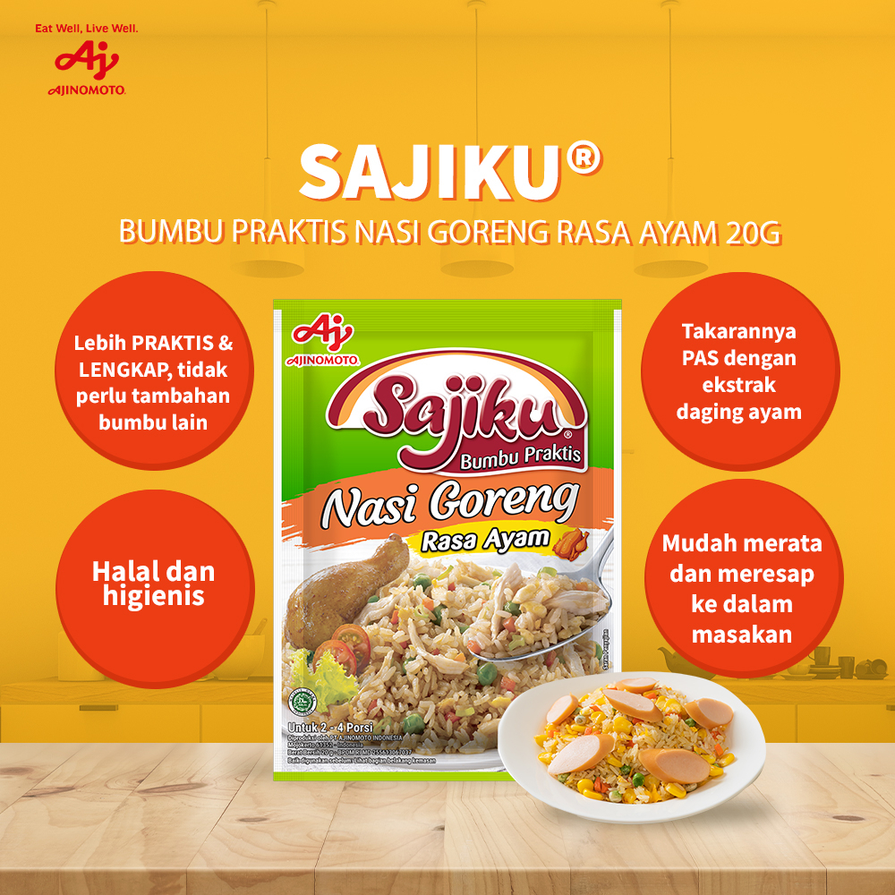 (JSO) AJINOMOTO SAJIKU NASI GORENG RASA AYAM 20gr / NASI GORENG RASA PEDAS / bumbu instan sajiku nasi goreng