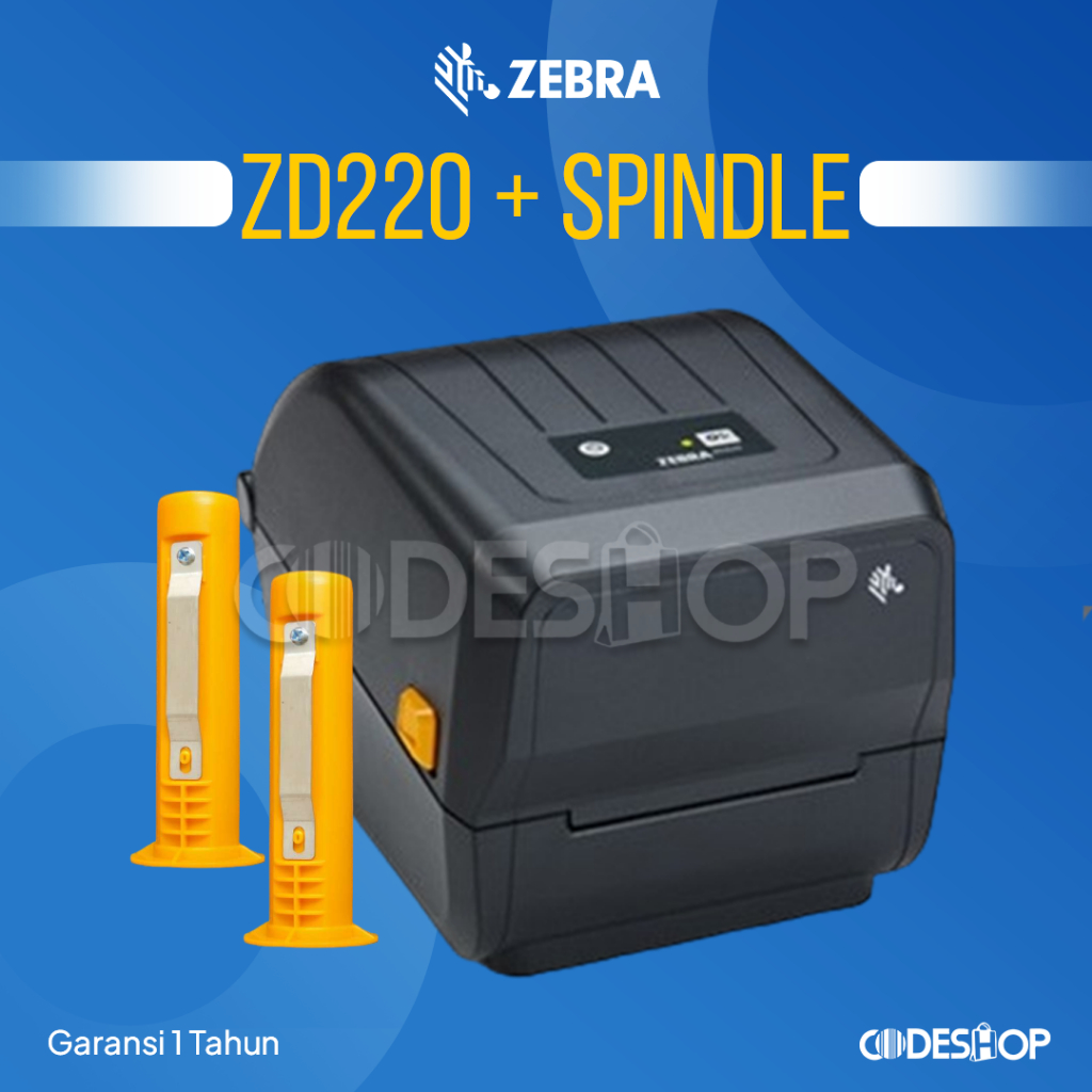 Printer Barcode ZEBRA ZD220 + 2 Spindle - Cetak Label &amp; Resi USB Port